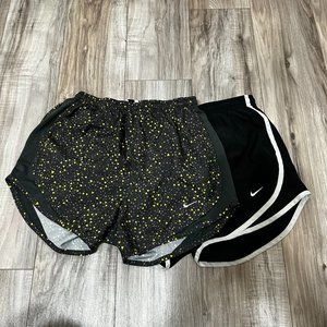 Nike Women DRI-FIT Tempo Running Shorts 3" Bundle Lot Of 2 Black & Dark Grey